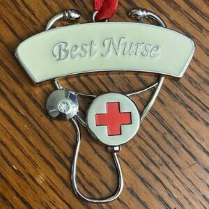 Best Nurse Ornament Harvey Lewis Pewter Tone Medical Gift Stethoscope Nursing
